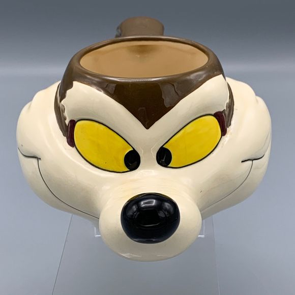 Vtg 1989 Looney Tunes Wile E Coyote Head 3D Figural Coffee Mug Road Runner - Picture 1 of 9